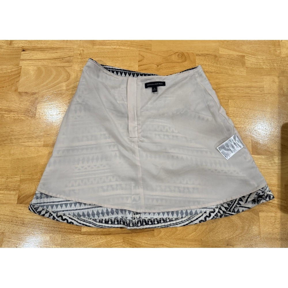 Banana Republic Sz. 0  Jacquard Tribal Geometric Midi Skirt Cream Black 2016 - Picture 7 of 11